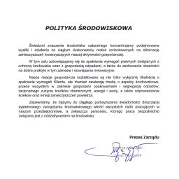 JAREXS PLUS Sp. z o.o - Standard ISO 14001