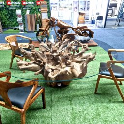 R-I-W GRUPA SPÓŁKA Z OGRANICZONĄ ODPOWIEDZIALNOŚCIĄ - Stół do salonu, korzeń+szyba hartowana