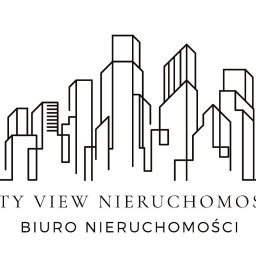 City View Nieruchomości - Agnieszka Sadowska - Minimalistyczny logotyp biura nieruchomości City View. Czarne kontury budynków na białym tle. Prosty, nowoczesny design.