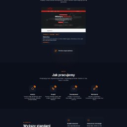 Dominik Bernardt - Nowoczesna strona internetowa z hasłem 'Tworzymy strony, które sprzedają' i elementami UX/UI. Prezentacja portfolio i procesu tworzenia stron. Grafika w ciemnej tonacji.