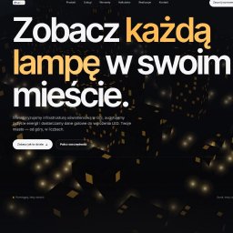 Adrian jurek LERTIGO - Strona internetowa z wizualizacją nocnego miasta i hasłem 'Zobacz każdą lampę w swoim mieście', oferująca inwentaryzację oświetlenia LED.