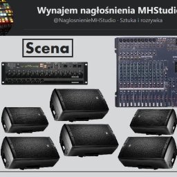 Usługi Techniczne Marcin Puchałka - Zestaw nagłośnieniowy: kolumny, subwoofery, mikser i procesor dźwięku. Sprzęt audio marki JBL i Yamaha, gotowy do wynajęcia na imprezy i wydarzenia.