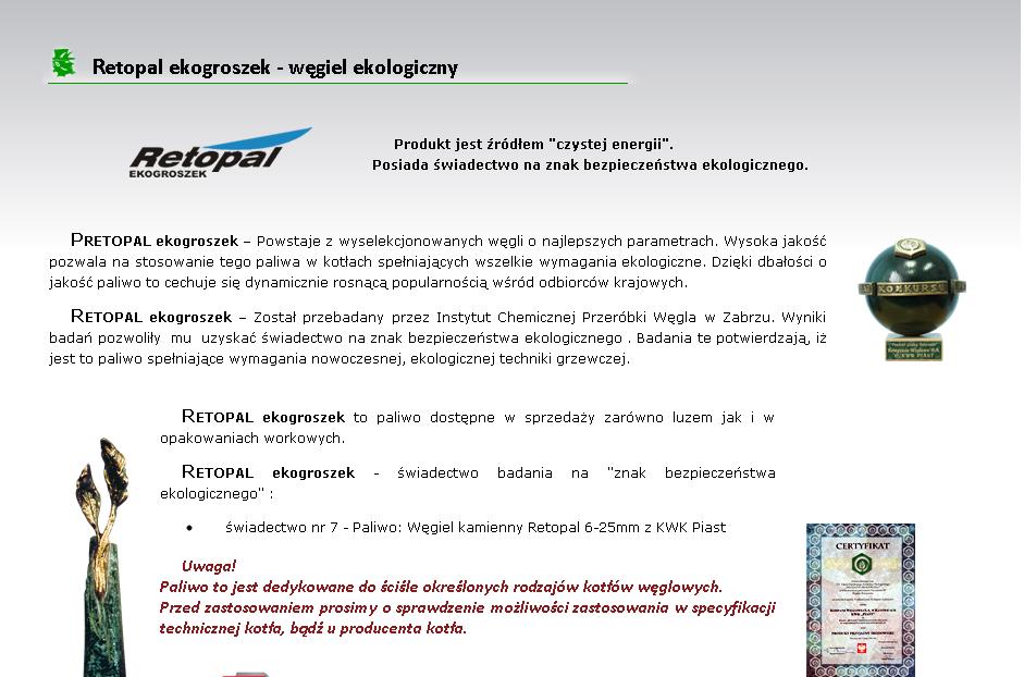 Ekogroszek Retopal - luzem w workach ok. 30kg