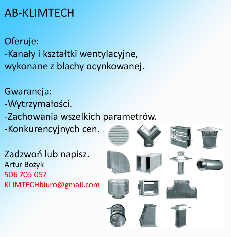 Sprzedam kanały i kształtki wentylacyjne, każdą ilość!