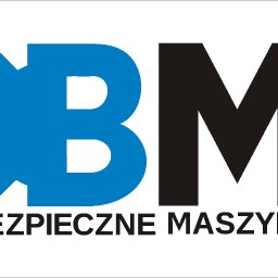 Bezpieczne Maszyny Maciej Pełka - Niebieskie logo 'BM' z literą 'B' stylizowaną na zębatkę, obok czarna litera 'M', poniżej napis 'BEZPIECZNE MASZYNY' na białym tle.
