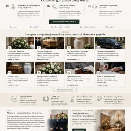 P.H.U Doris - Strona główna zakładu pogrzebowego Memoria z eleganckim budynkiem, szczegółowym opisem usług pogrzebowych i danymi kontaktowymi.