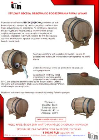 Beczka podgrzewacz do piwa/wina