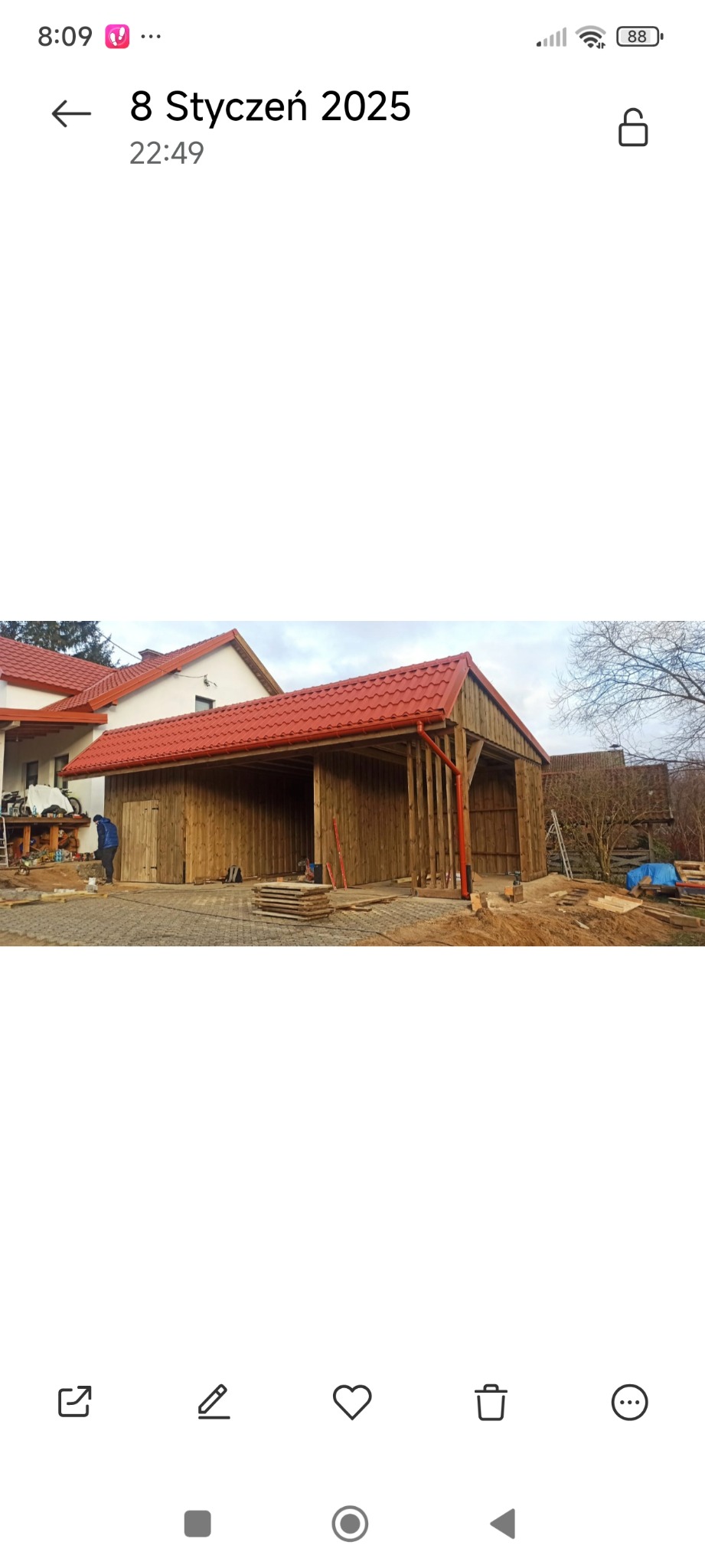 Wiata na samochód, letnia kuchnia i składzik. Miejscowość Swobodna