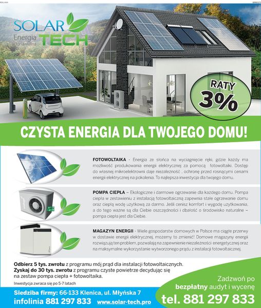 Instalacje Fotowoltaiczne, Pompy Ciepła, Magazyny Energii, Stacje Ładowania, Car Porty - SOLAR-TECH Energia Odnawialna