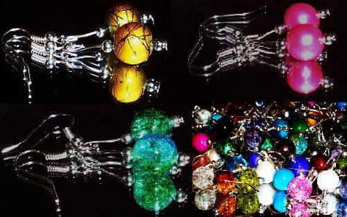 KOLCZYKI POSREBRZANE mix kolorów