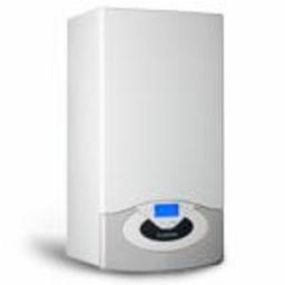 ZHU Jerzy Dejek - Kompaktowy, biały wiszący kocioł gazowy kondensacyjny z szarym panelem sterowania i niebieskim wyświetlaczem LCD, prezentowany na białym tle.
