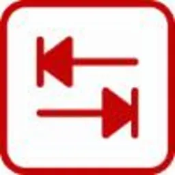 Czerwony kwadrat z zaokrąglonymi rogami zawierający symbol dwóch poziomych strzałek skierowanych w przeciwne strony, każda zakończona symbolem diody.