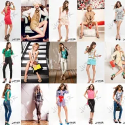 Kolaż prezentujący różnorodne stylizacje damskie, od eleganckich sukienek po codzienne zestawy z jeansami, na modelkach w pełnej sylwetce.