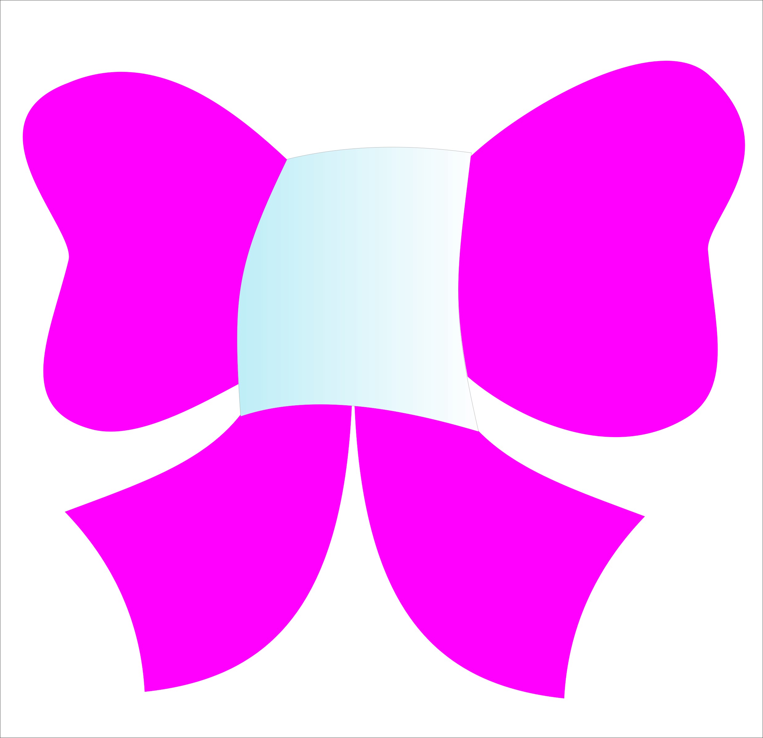 Grafika przedstawia stylizowaną, różową kokardę z jasnoniebieskim elementem centralnym na białym tle.