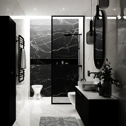 Vettriano Design Architektura Wnętrz PATRYCJA MAZUR - Czarno-biała łazienka. Projekt koncepcyjny