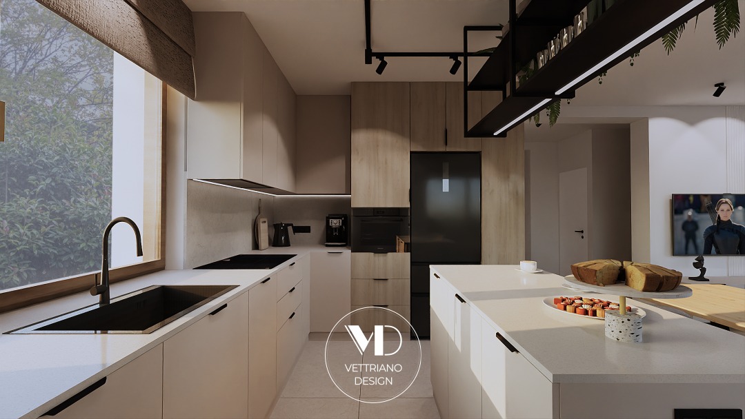 Koncepcyjny projekt kuchni w domu jednorodzinnym w Krakowie