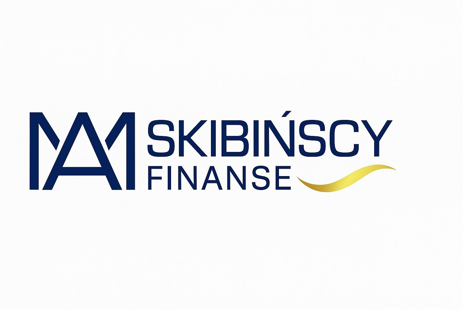 Logo firmy Skibińscy Finanse z niebieskim symbolem i złotym akcentem graficznym na białym tle. Profesjonalny wizerunek marki finansowej.