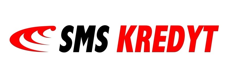Logo firmy SMS Kredyt z czerwonym symbolem graficznym przypominającym trzy płomienie i czarnym napisem SMS oraz czerwonym napisem KREDYT, umieszczone na białym tle.