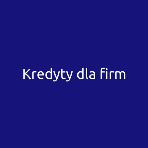 Napis Kredyty dla firm, białą czcionką na jednolitym, granatowym tle.