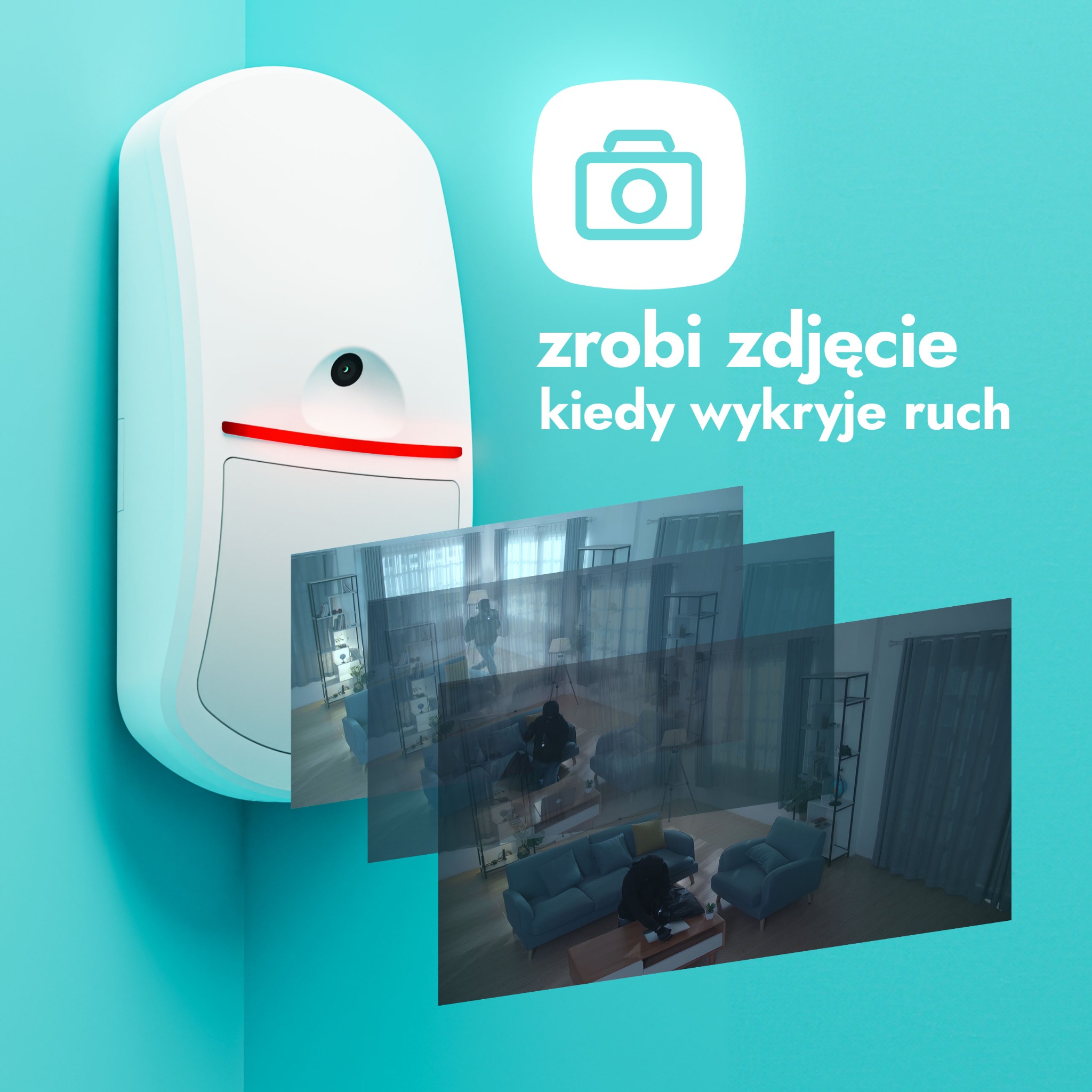 BE WAVE Bezprzewodowa pasywna czujka podczerwieni z kamerą (Motion Detector Cam)