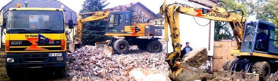 Wynajem koparek, rozbiórki i wyburzenia, prace ziemne