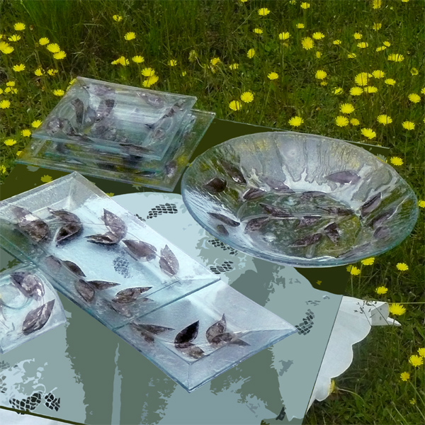 Zestaw naczyń szklanych LIŚCIE - 23 szt.