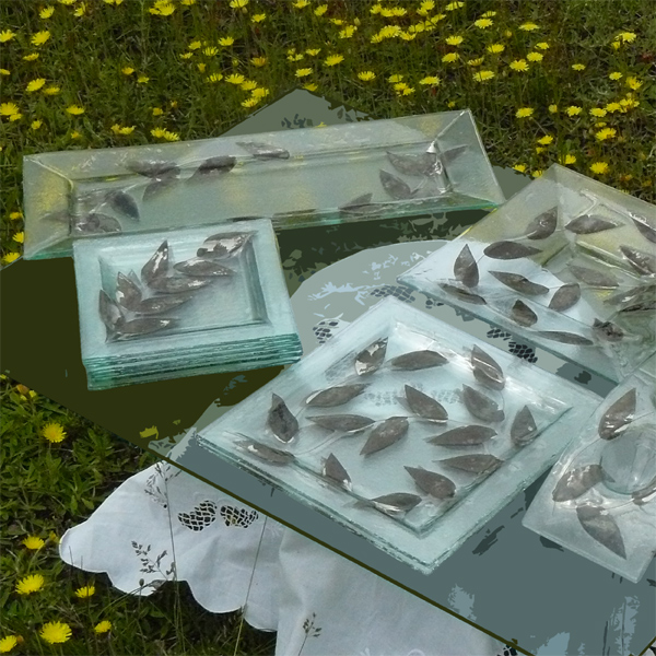 Zestaw naczyń szklanych LIŚCIE - 11 szt.