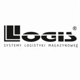 Czarne logo firmy Logis z napisem 'SYSTEMY LOGISTYKI MAGAZYNOWEJ' poniżej nazwy, na białym tle.