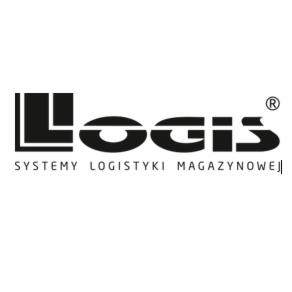 Czarne logo firmy Logis z napisem 'SYSTEMY LOGISTYKI MAGAZYNOWEJ' poniżej nazwy, na białym tle.