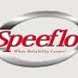 Logo firmy Speeflo, producenta urządzeń malarskich i tapeciarskich, umieszczone w srebrnej ramce.