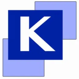 Graficzne logo z białą literą 'K' na ciemnoniebieskim kwadracie, nałożonym na dwa jasnoniebieskie kwadraty w tle, tworzące efekt głębi i nowoczesności.
