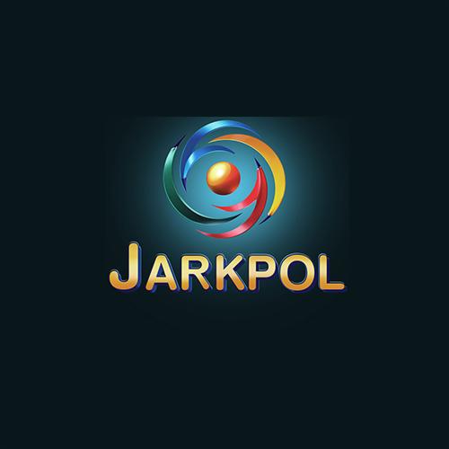 Logo firmy JARKPOL z abstrakcyjnym symbolem wirujących kolorowych wstęg wokół pomarańczowej kuli na ciemnym tle.