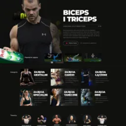 Strona internetowa siłowni Xtreme Go z wizerunkiem trenera Łukasza Dojki, sekcjami z zajęciami mentalnymi, cardio, tanecznymi i innymi, oraz informacjami o trenerach Piotrze Boreckim, Andrzeju...