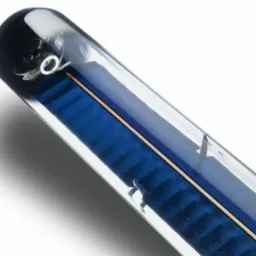 Pojedynczy, próżniowy kolektor słoneczny Depsol DS 20 z widoczną strukturą wewnętrzną i numeracją.