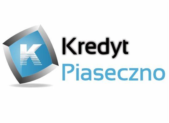 Logo firmy 'Kredyt Piaseczno' z stylizowaną literą K w niebieskim kwadracie z srebrną obwódką.