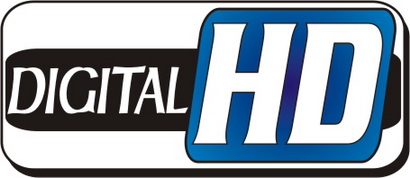 Logo Digital HD w czarno-biało-niebieskiej kolorystyce na białym tle.