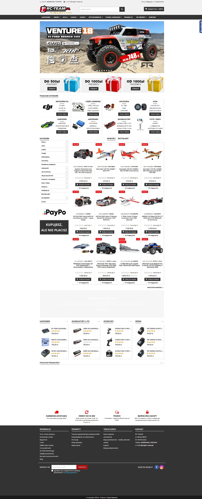 wykonanie sklepu internetowego modele RC i drony