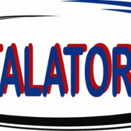 Logo firmy instalacyjnej z napisem 'INSTALATOR' w kolorach czerwonym i niebieskim, obramowane czarną elipsą.