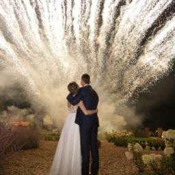 Pirotechniczny wachlarz - sesja ślubna