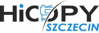 Logo firmy HiCopy Szczecin z graficznym symbolem kserokopiarki wkomponowanym w nazwę.