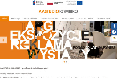 AA Studio Kombiko. Stoiska targowe. Tablice reklamowe, grafika - PR Wewnętrzny Plewiska