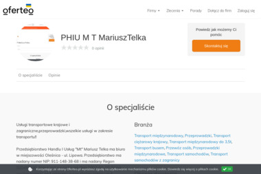 PHIU M T MariuszTelka - Fenomenalna Firma Transportowa Międzynarodowa w Oleśnicy