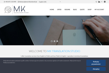 MK Translation Studio Marcin Kucharski - Tłumaczenie Angielsko Polskie Warszawa