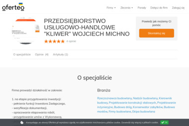 PRZEDSIĘBIORSTWO USŁUGOWO-HANDLOWE "KLIWER" WOJCIECH MICHNO - Projektowanie Autostrad Kraków