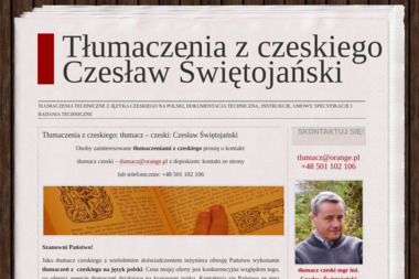 Tłumacz czeskiego mgr inż. Czesław Świętojański - Tłumaczenie Angielsko Polskie Radom