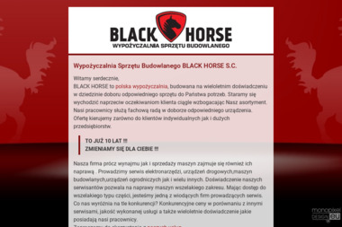 WYPOŻYCZALNIA SPRZĘTU BUDOWLANEGO BLACK HORSE - Sprzedawca Minikoparek Raszyn