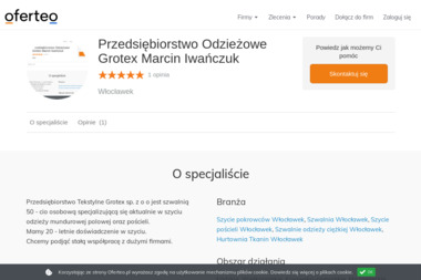 Przedsiębiorstwo Odzieżowe  Grotex   Marcin  Iwańczuk - Pokrowce Na Materac Włocławek
