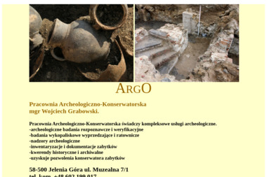 Argo Pracownia Archeologiczno Konserwatorska Wojciech Grabowski - Geodeta Jelenia Góra