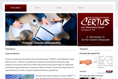 Biuro Prawno Rachunkowe Certus Mgr Władysława Stanek - Księgowanie Przychodów i Rozchodów Sokołów Małopolski