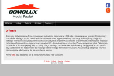 Domolux Maciej Pawlak. Usługi Remontowe - Pogotowie Hydrauliczne Częstochowa